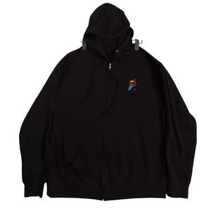 BLUR‎ Hoodie Mens XL Black Full Zip Flaming Ice Cream Man Fleece Sweatshirt